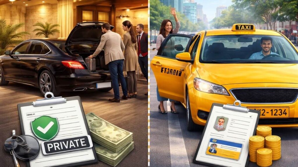 private number car vs registered taxi